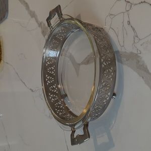 Forman Bros. and Pyrex Vintage Silver Plated Serving Dish